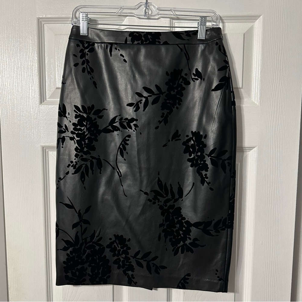 Calvin Klein Black Floral Midi Skirt